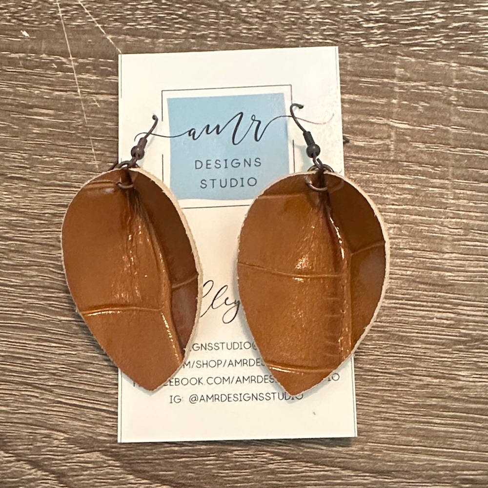 Brown Leaf-Shaped Earrings